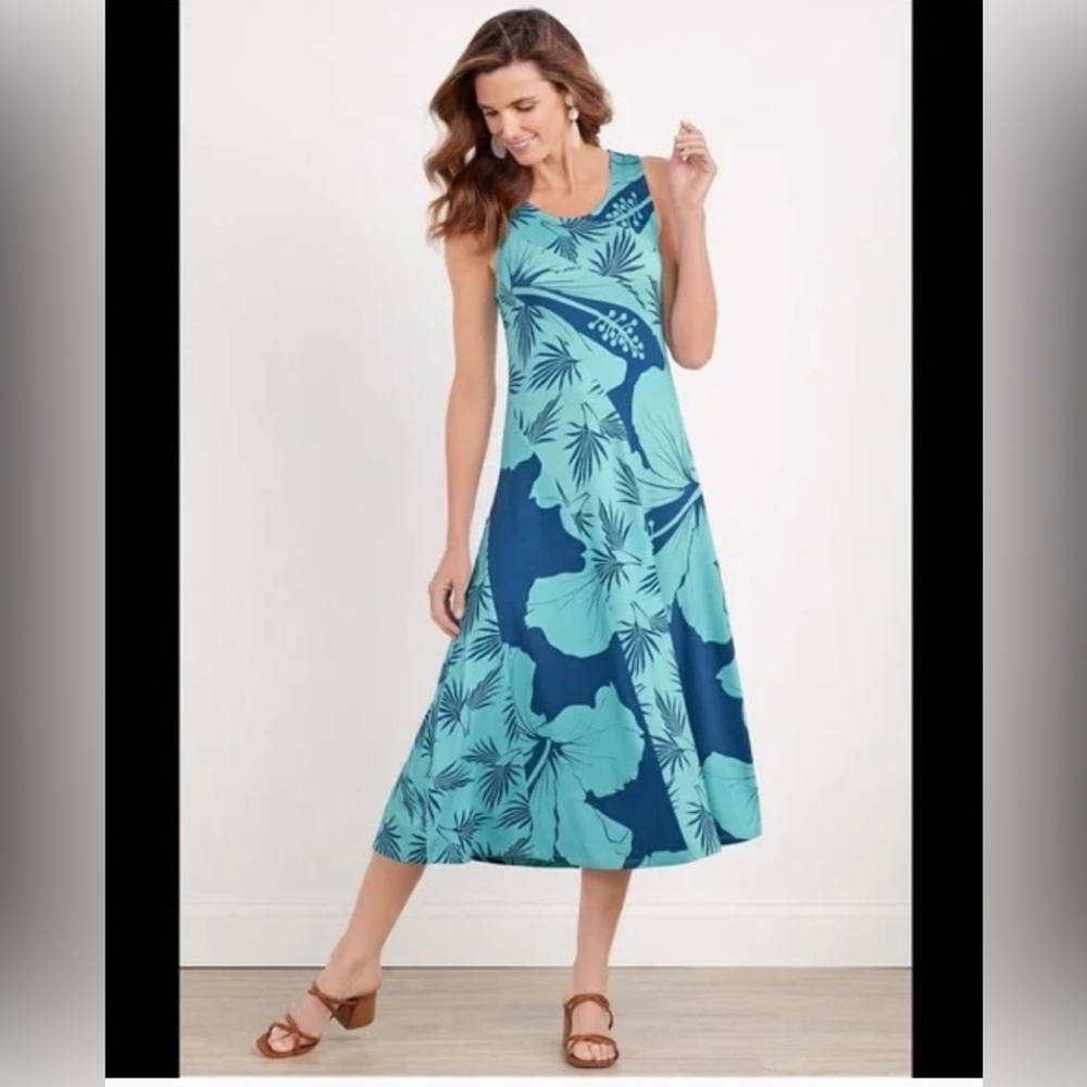 Soft Surroundings Blue Floral Maxi Dress